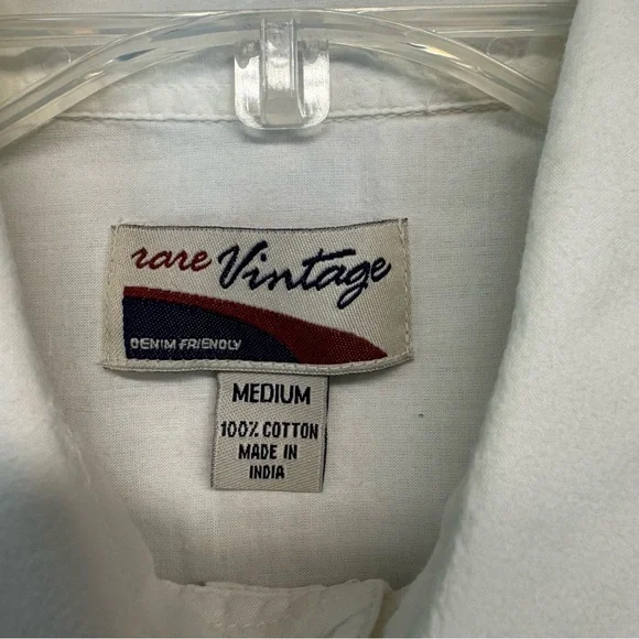 Rare Vintage White Floral Embroidered Men's Shirt Size M - Picture 5 of 6